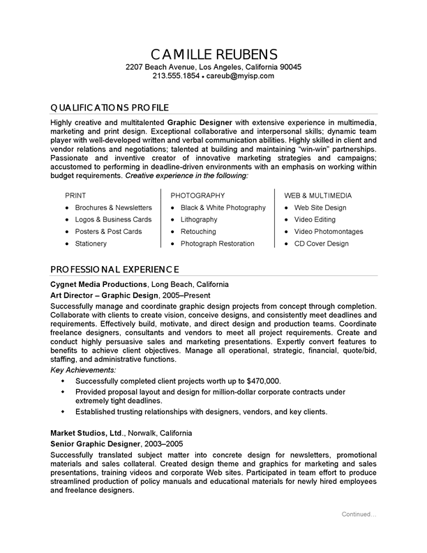 Resume Example - Graphic Design | CareerPerfect.com