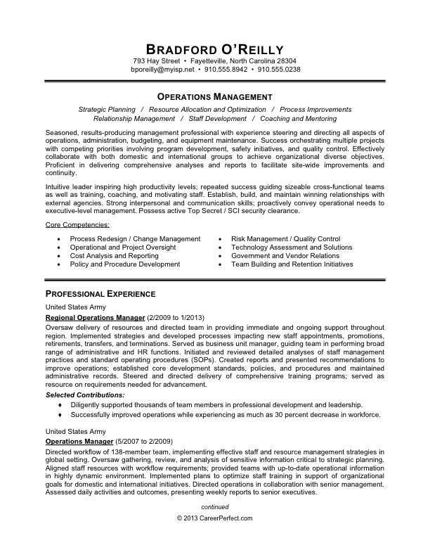 Sample Resumes Military to Civilian Resume Examples