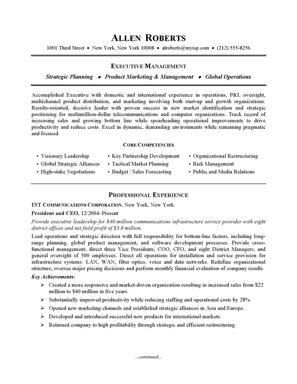 resume example executive or ceo