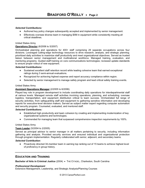 Example Military Resume Military-to-Civilian Conversion - Sample Resume for Logistics (after) [page