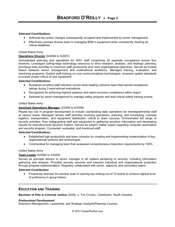 Military-to-Civilian Conversion  - Sample Resume for Logistics (after) [page 2]