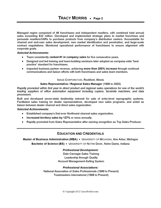 Example Of A Sales Resume Sales Management Sample Resume